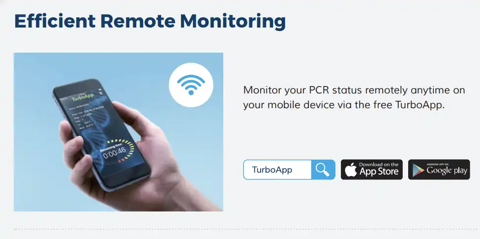 TurboCycler Wi-Fi remote monitoring TurboApp — monitor PCR run from smartphone India molecular biology lab