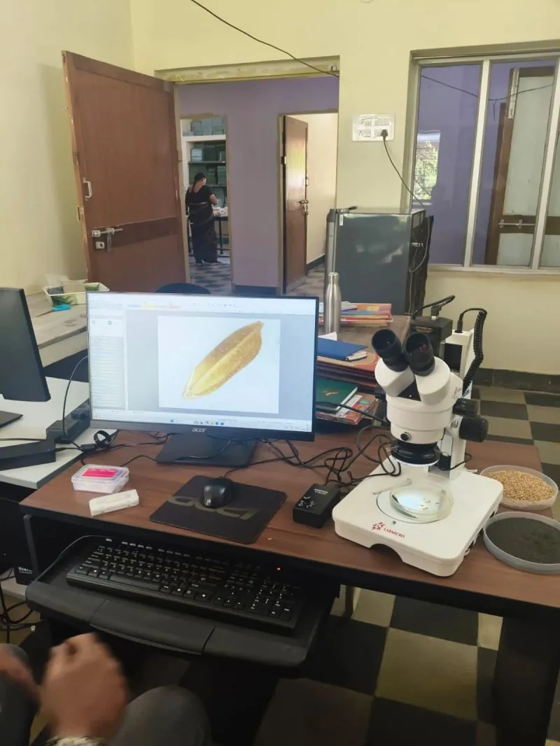 Seed quality analysis microscope and camera imaging system at government seed lab India GBS installation