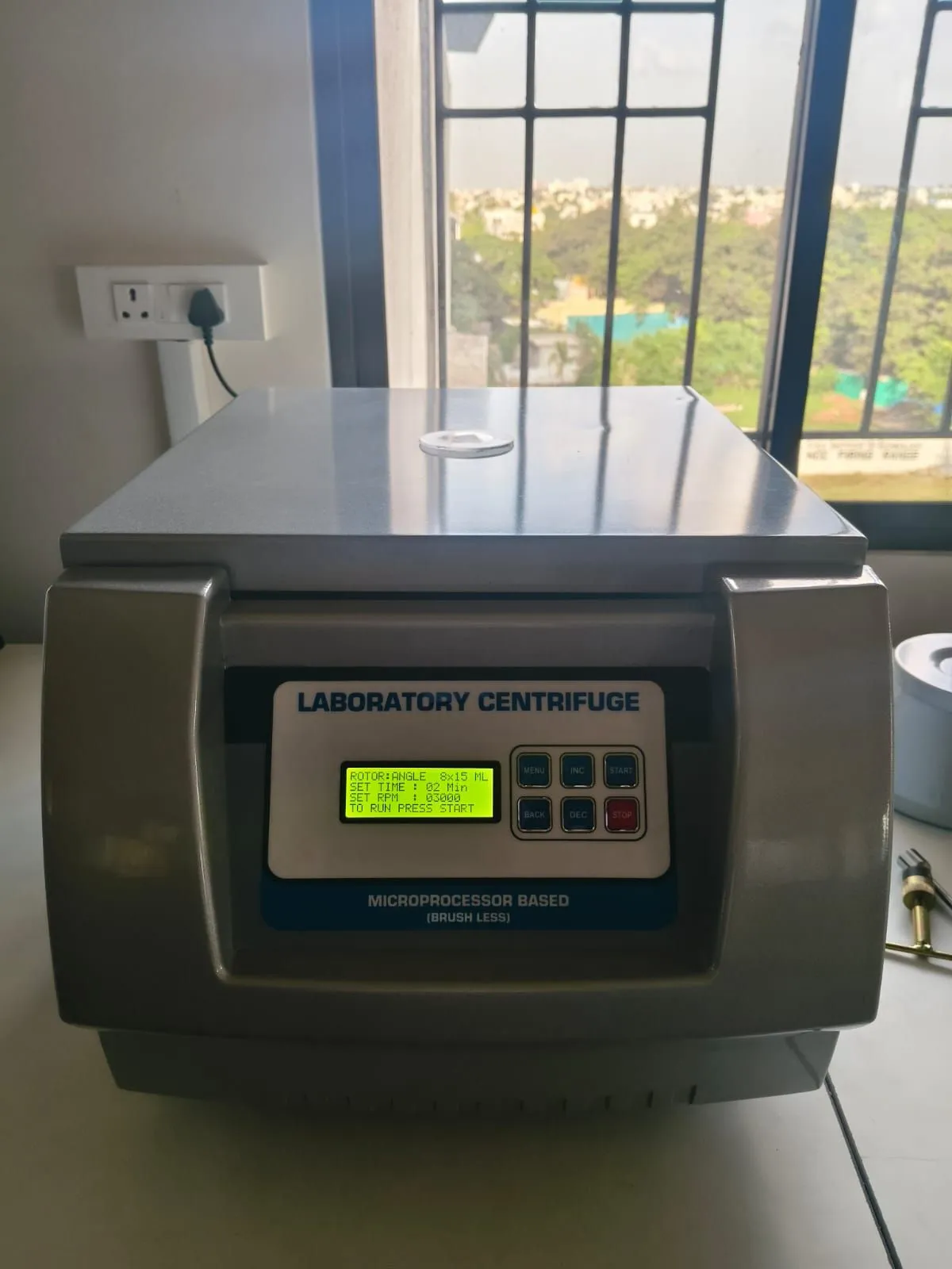 Laboratory centrifuge installation at Atria University Bengaluru brushless motor 3000 RPM by GBS India